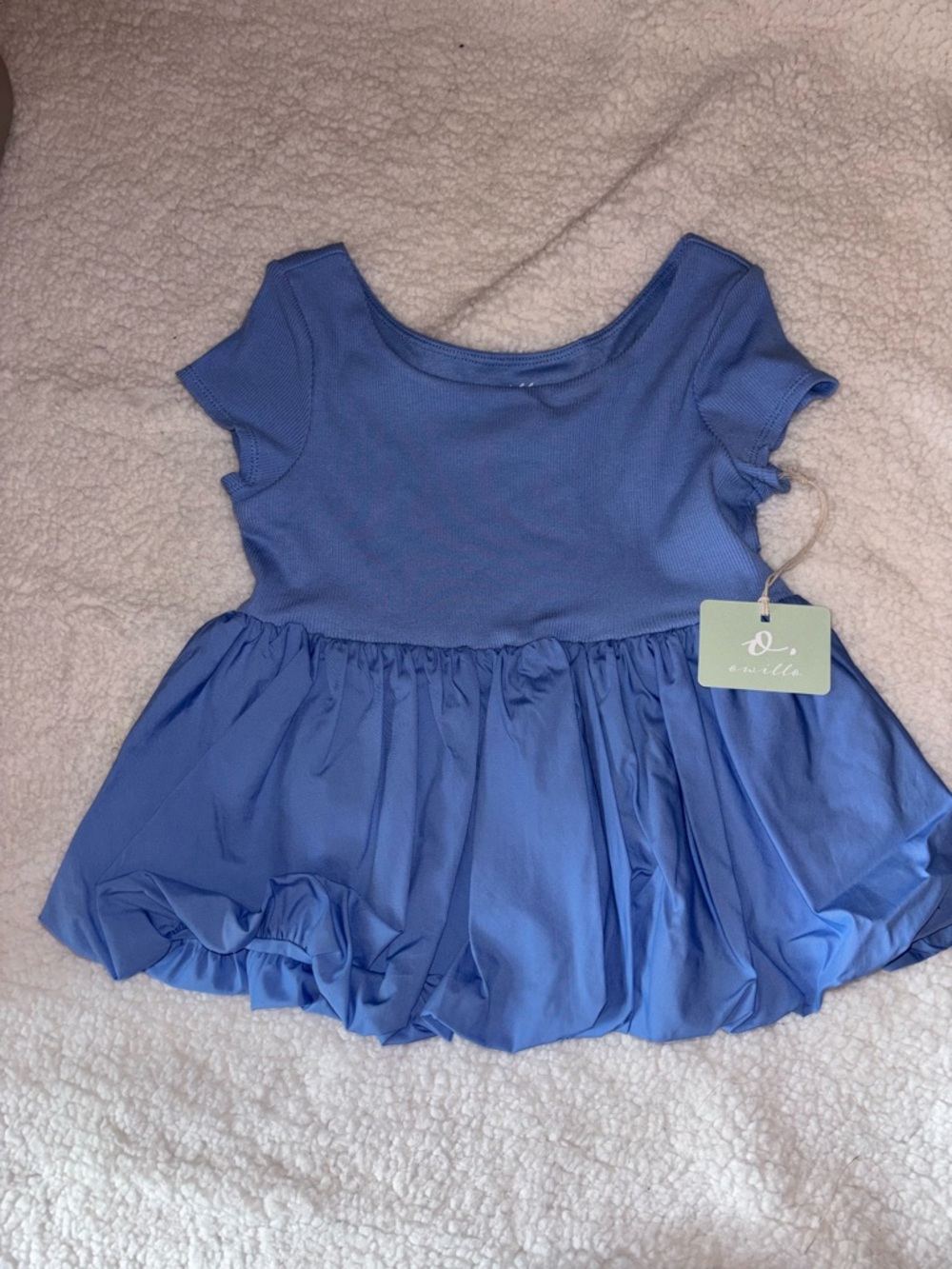Girls Blue Bubble Hem Top NWT
